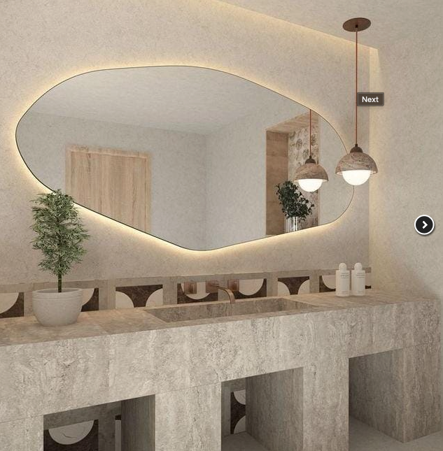 Espelho Orgânico Irregular Gigante com LED Premium - 210 x 80 cm