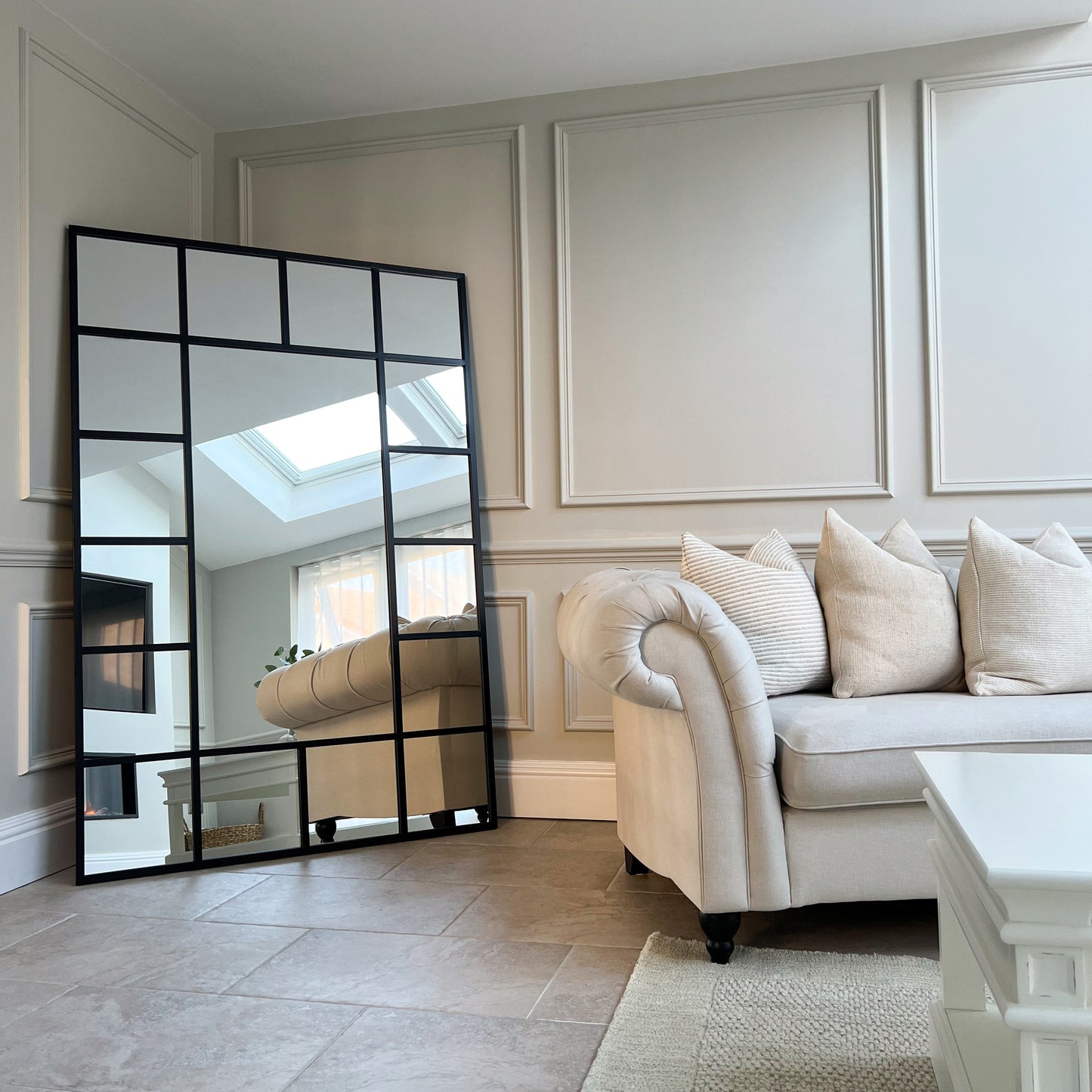 Espelho de Parede Industrial Camden Janela - Aço Preto Fosco - 179 x 119 cm