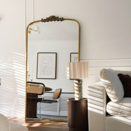 Espelho de Chão Arqueado Amélia Ouro Antigo – Full Length (186 x 100 cm)