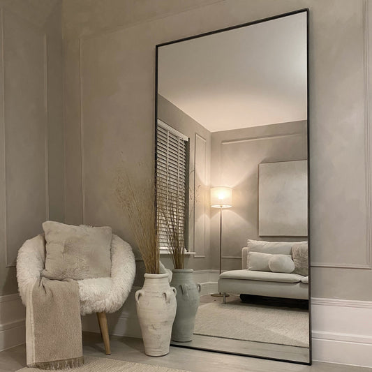 Espelho de Corpo Inteiro Industrial Theo Metal Preto Fosco - 200 x 100 cm