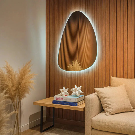 Espelho Orgânico Decorativo com Iluminação LED Integrada - Minimalista e Sofisticado